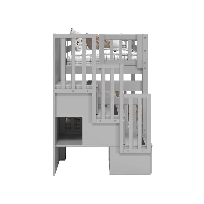 Taylor & Olive Trillium Twin over Twin Stairway Bunk Bed, 3 Steps