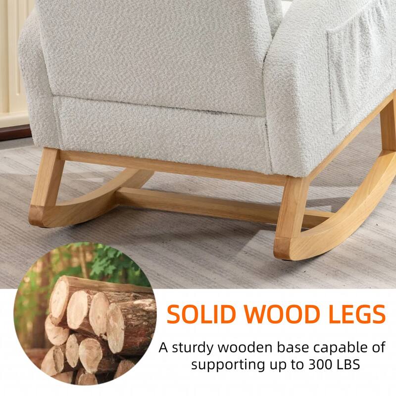 Chichoice Modern Accent Rocking Chair with Footrest, Nursery Glider Rocker with Side Pocket