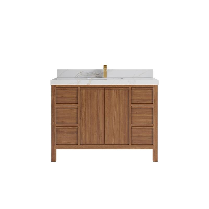 Willow Collections 48 in. W x 22 in. D Elizabeth Solid Teak Single Sink Bathroom Vanity with Countertop