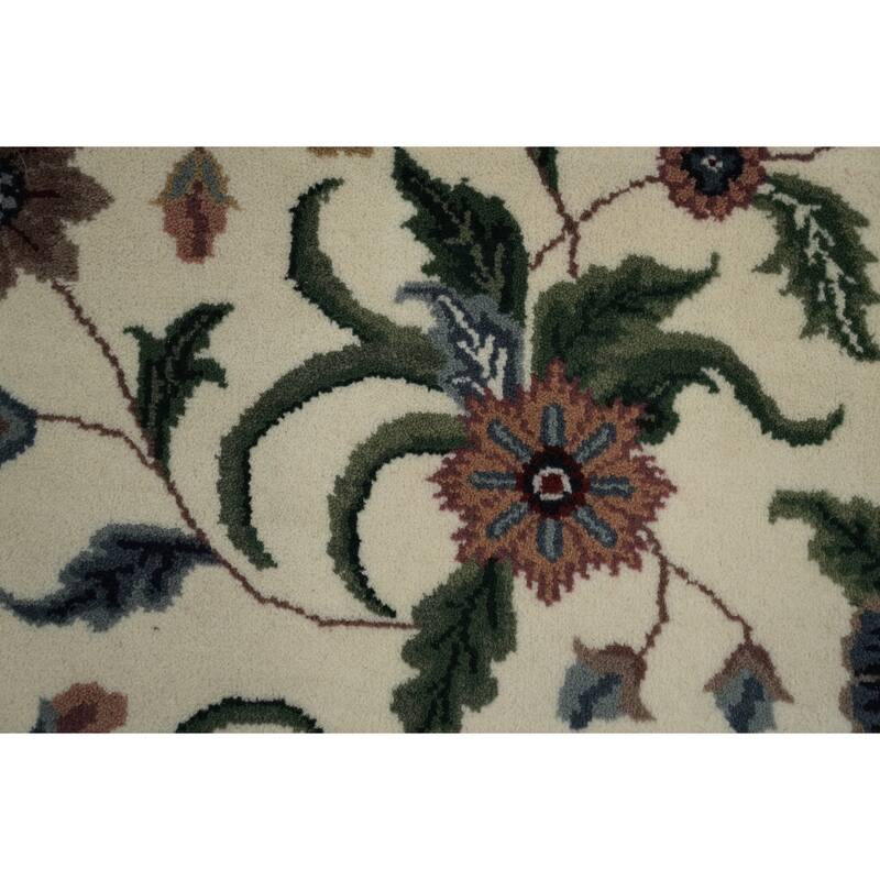 Hand Knotted Oriental 100% Wool Carpet Traditional All-Over Beige & Ivories Aubusson Area Rug - 9' 0'' X 6' 0''