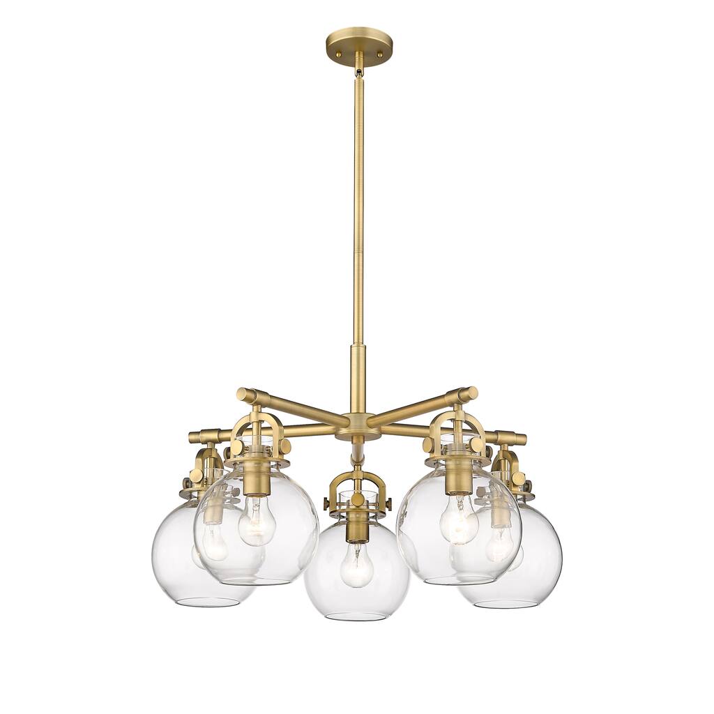 Innovations Lighting Newton Sphere - 5 Light 7" Stem Hung Chandelier.