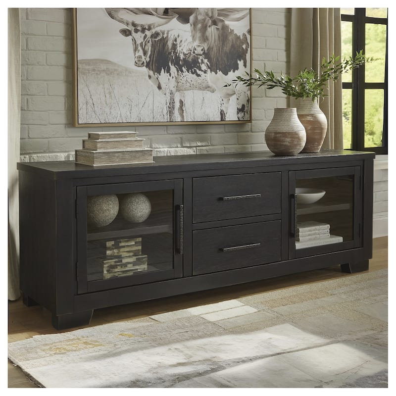 Signature Design by Ashley Galliden Black 80" TV Stand for TVs up to 92" - 79.5" W x 20" D x 28.13" H