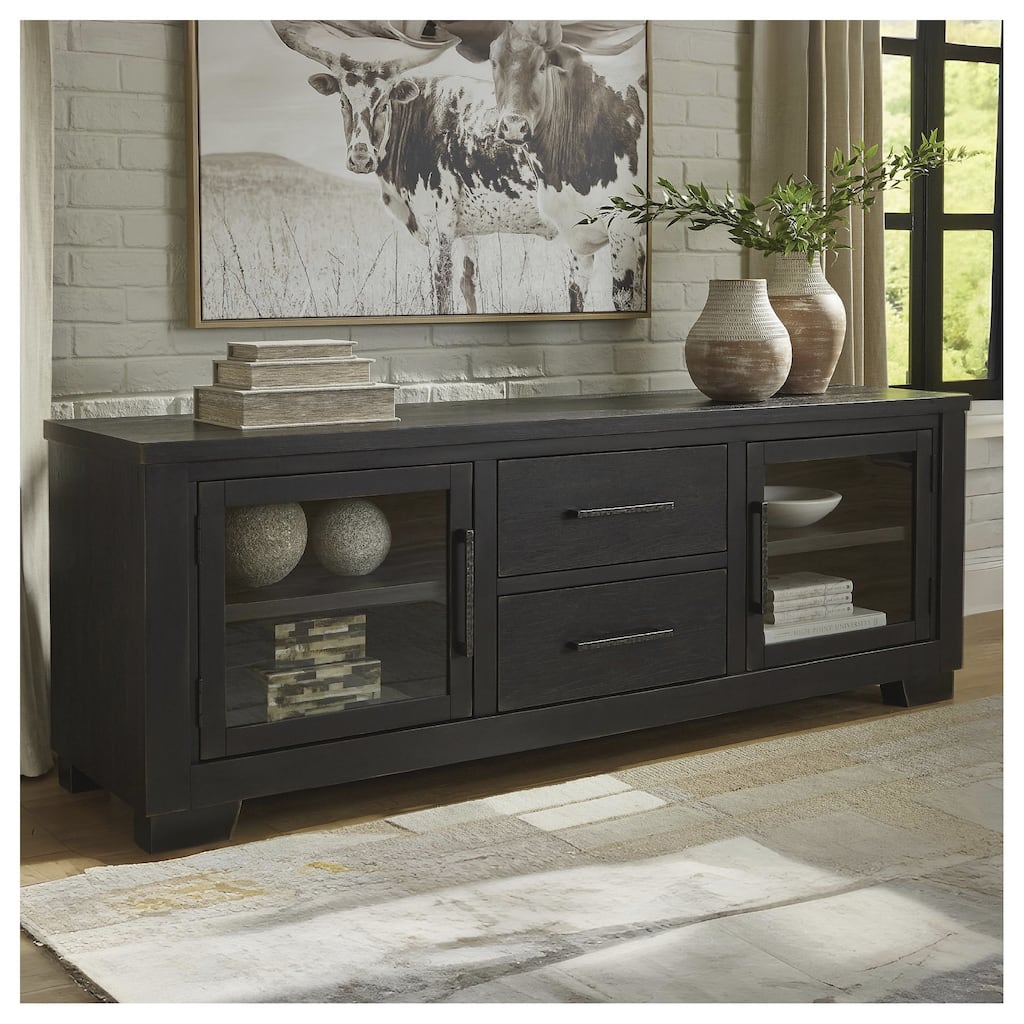 Signature Design by Ashley Galliden Black 80" TV Stand for TVs up to 92" - 79.5" W x 20" D x 28.13" H