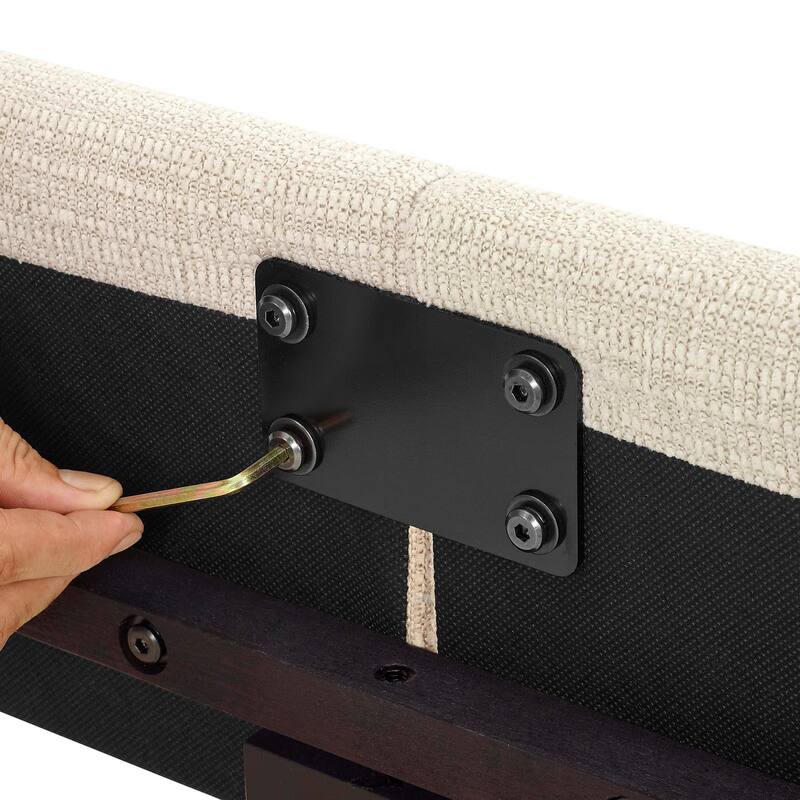 Bridgevine Home Tall Beige Tufted Upholstered Platform Bed