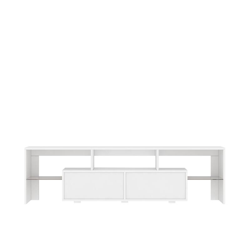 Modern High Gloss TV Stand for TVs up to 65'' with LED Lights, 16-Color LED Backlighting and Adjustable Brightness