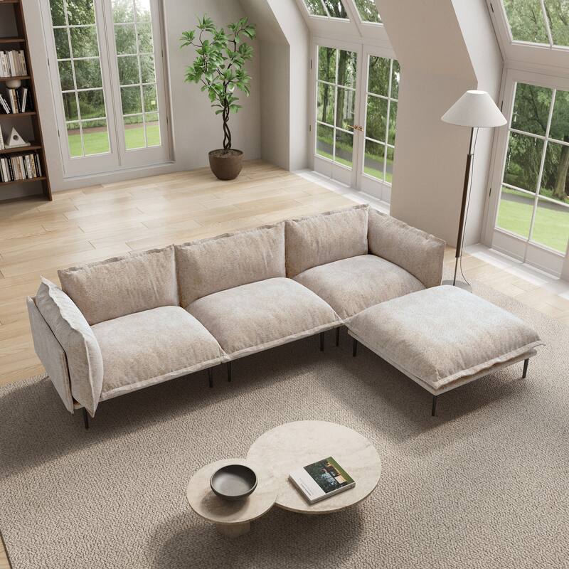 111.02" L-shaped Velvet Sectional Sofa Modern Modular Sofa Deep Seat Upholstered Cloud Couch
