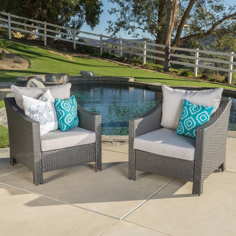 2PCS, Stylish and Comfortable Outdoor Wicker Club Chairs for Patio