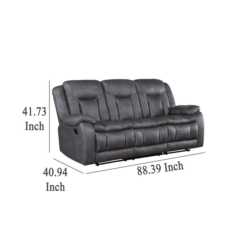 Olaf Dual Manual Recliner Sofa, Dark Gray Faux Leather 88 Inch