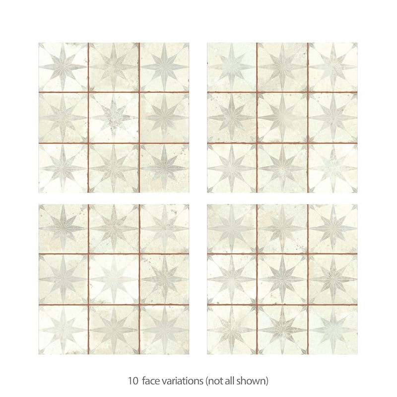 Merola Tile Harmonia Kings Star White 13" x 13" Ceramic Floor and Wall Tile