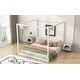 preview thumbnail 13 of 17, Durable King Canopy Platform Bed with Customizable Curtain Options, Natural