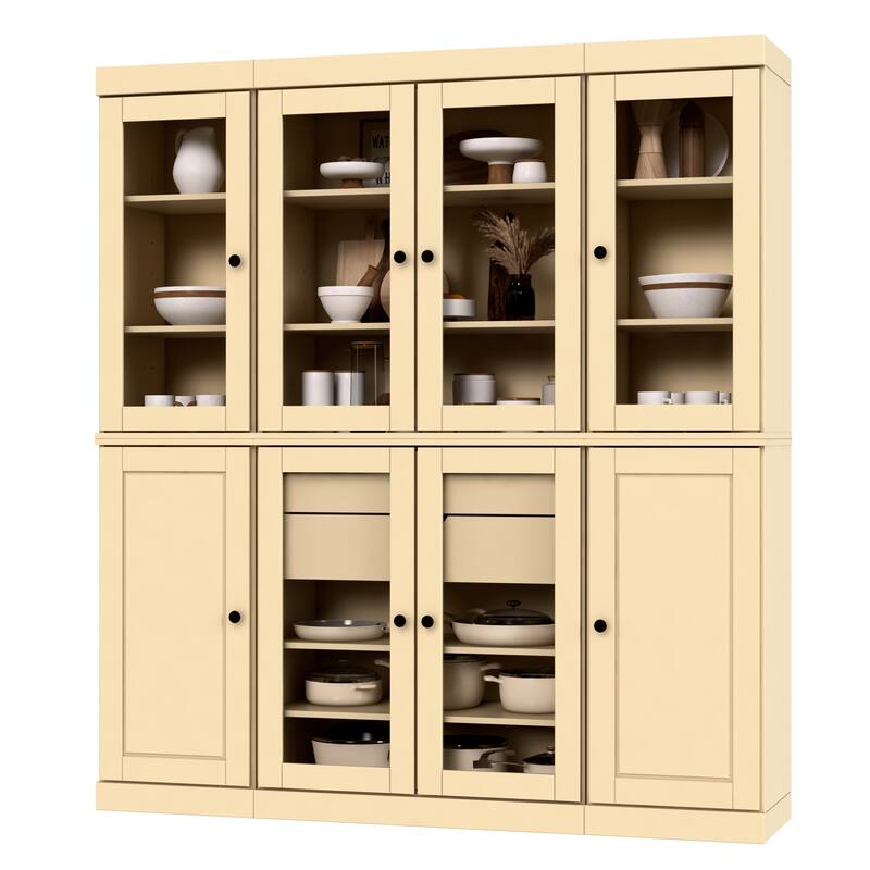 Palace Imports 100% Solid Wood Pantry Cabinet, 2 Drawers, Adjustable Shelves, 65" Wide, 71.5" Tall - 65" x 71.5"