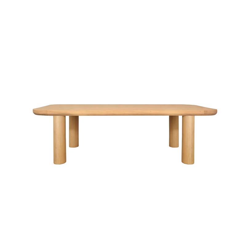 NADAAL STUDIOS Dareth Dining Table for 8, Rectangular Oak Wood Top, Four Post Legs, Natural Finish - 30.0in H X 39.0in D X 76.0in W