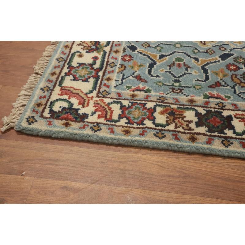 Hand-knotted Transitional Wool Carpet Blue Oushak Rug Floral Oriental Area Rug - 5' 0'' X 2' 10''