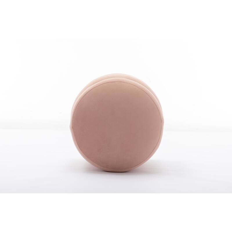 006-Soft Velvet Round Ottoman Footrest Stool