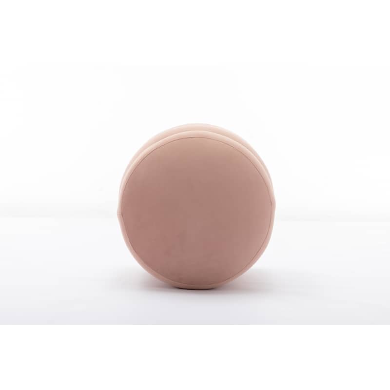 Soft Velvet Round Ottoman Footrest Stool,Pink