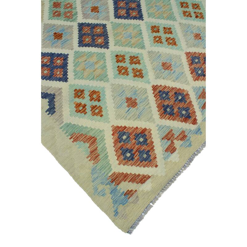 Sun Faded Flatweave Nye Beige/Navy Rug - 5'8" x 8'0"