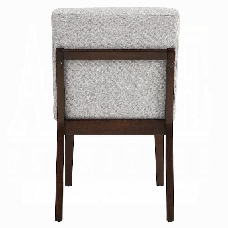 Eyna Side Dining Chair Set of 2, Soft Gray Linen, Dark Brown Wood