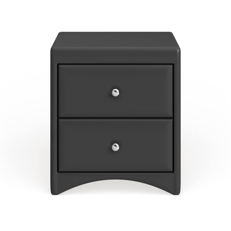 Baxton Studio Dorian Black Faux Leather Upholstered Modern Nightstand