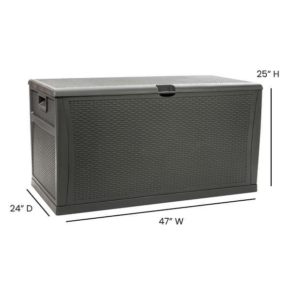 dimension image slide 1 of 3, 120 Gallon Plastic Deck Box for Outdoor Patio Storage & Deck Organization