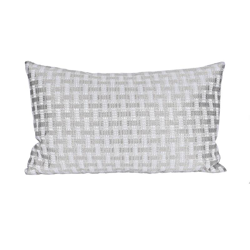 HomeRoots 13" X 21" Gray and White Checkered Polyester Zippered Pillow