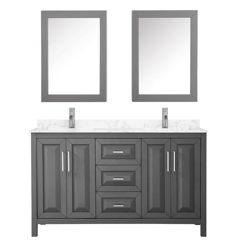 Daria 60 Inch Double Vanity, Cultured Marble Top, Medicine Cabinets