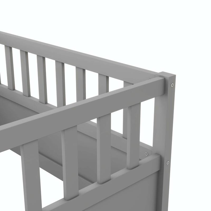 Twin Size Floor bed with super high security barrier For children