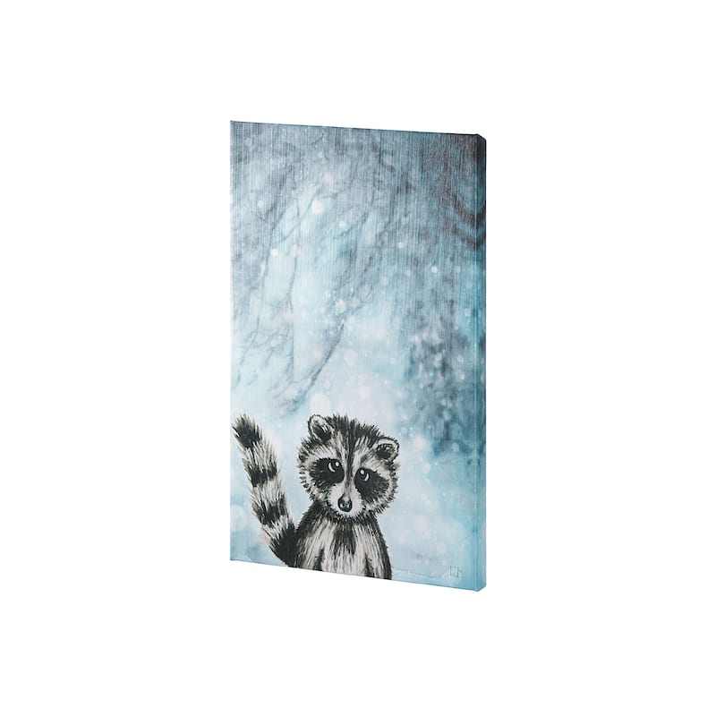 Winter Racoon (18 x 27) Canvas Art Print
