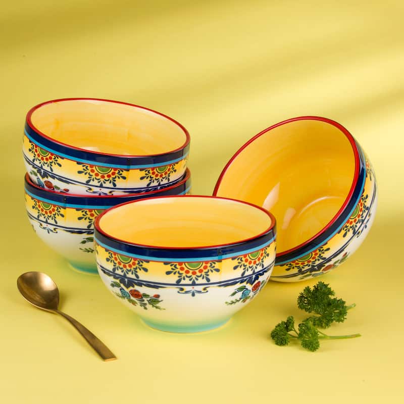 Euro Ceramica Zanzibar 4 Piece 6" All Purpose Bowl Set - 6.38 in. x 6.38 in. x 3.54 in.