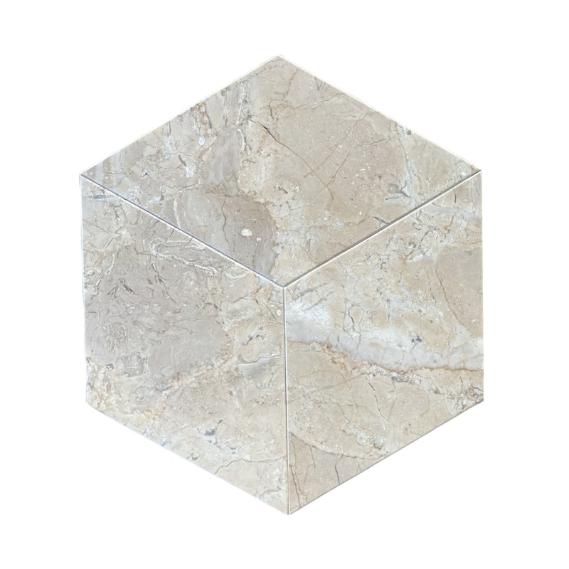 Roomfitters Hexagon Natural Marble Tile, Honed Stone for Wall and Floor, Genuine Marble, 12-Piece Box, Gold Yellow Beige
