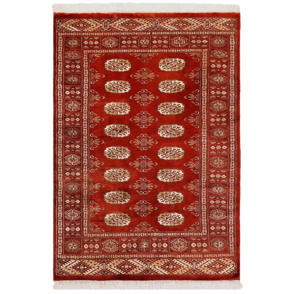 Rustic Bokhara Lam Rust/Gray Hand Knotted Wool Rug - 3'2'' x 5'1''