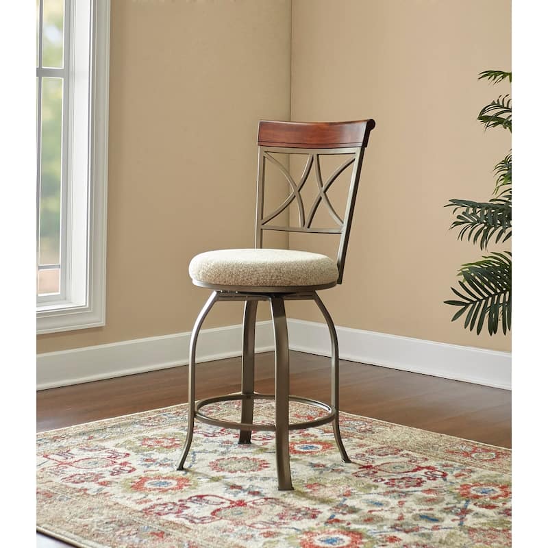Hamilton Brown Metal/Faux-Wood 24-Inch Swivel Counter Stool - Bronze