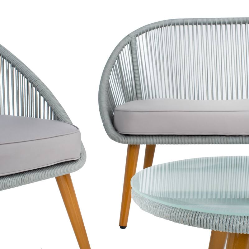 SAFAVIEH Outdoor Morena 4-Piece Conversation Patio Set - 54W x 34D x 24H