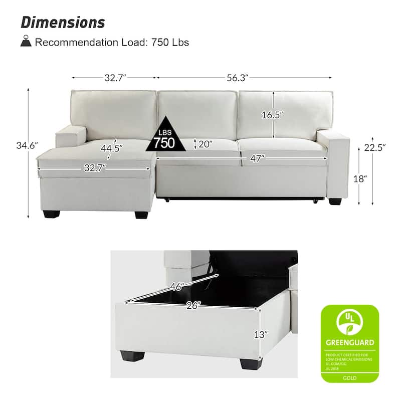 Badari Modern Pull Out Sleeper Sofa&Chaise with Storage by HULALA HOME