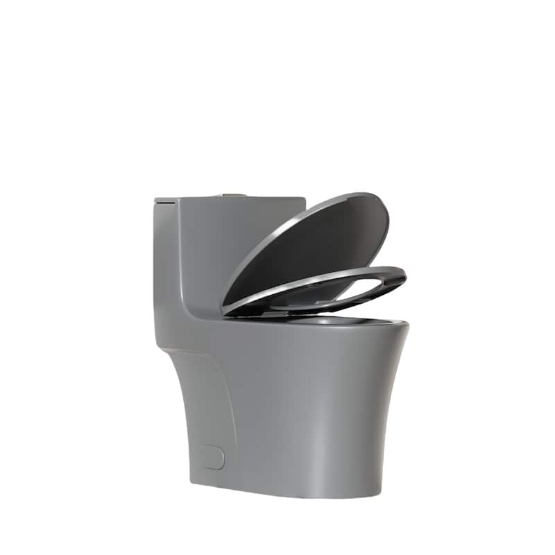 1.1/1.6 GPF Tornado Flush One-Piece Toilet Elongated,Soft Closing Seat, Button on Tank top,Chair Seat ADA Height 17"
