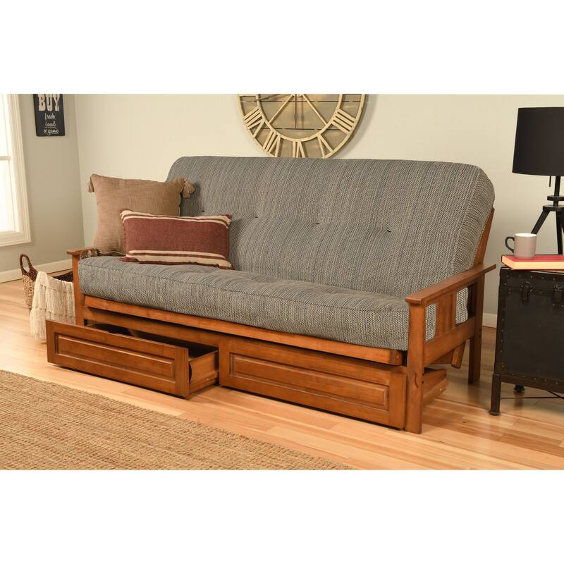 Porch & Den Kern Full-size Storage Futon Set with Suede Mattress - Taxi Seaport