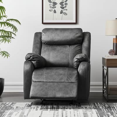 HomeRoots 35" Granite Gray Fabric Manual Recliner