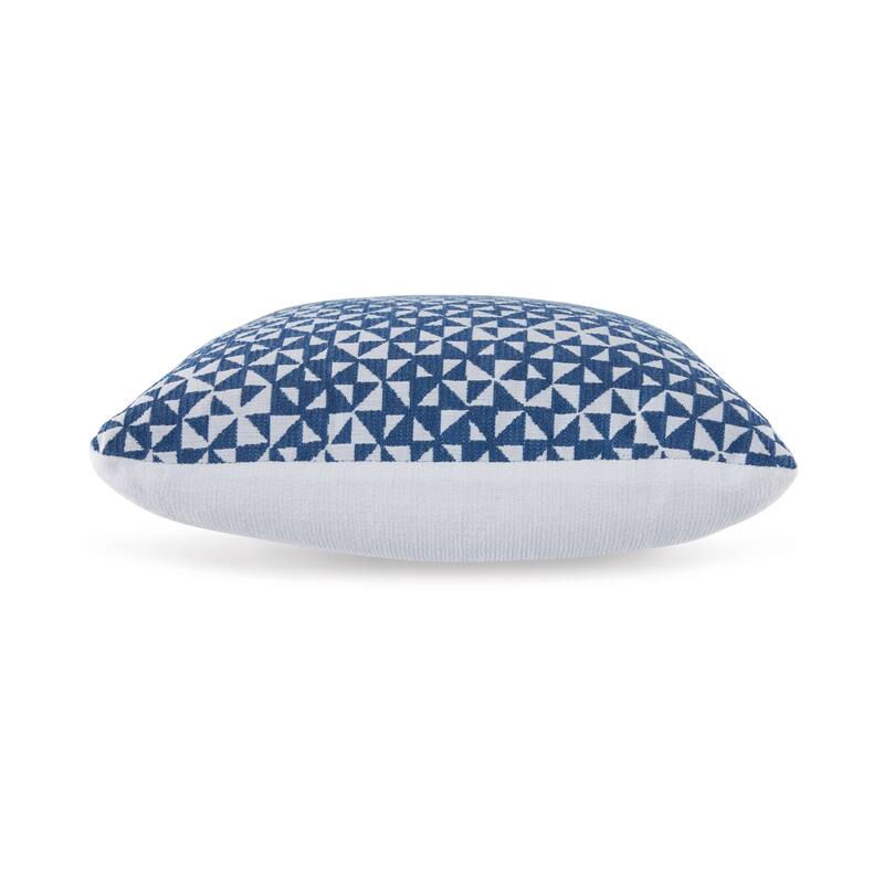 Coel 18 Inch Accent Pillow Set of 4, Indoor Outdoor Woven Geometric, Blue