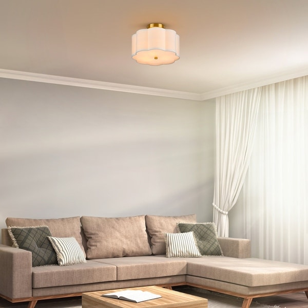 CO-Z 13 in 3-Light Semi Flush Mount Ceiling Light Fabric - 12.6