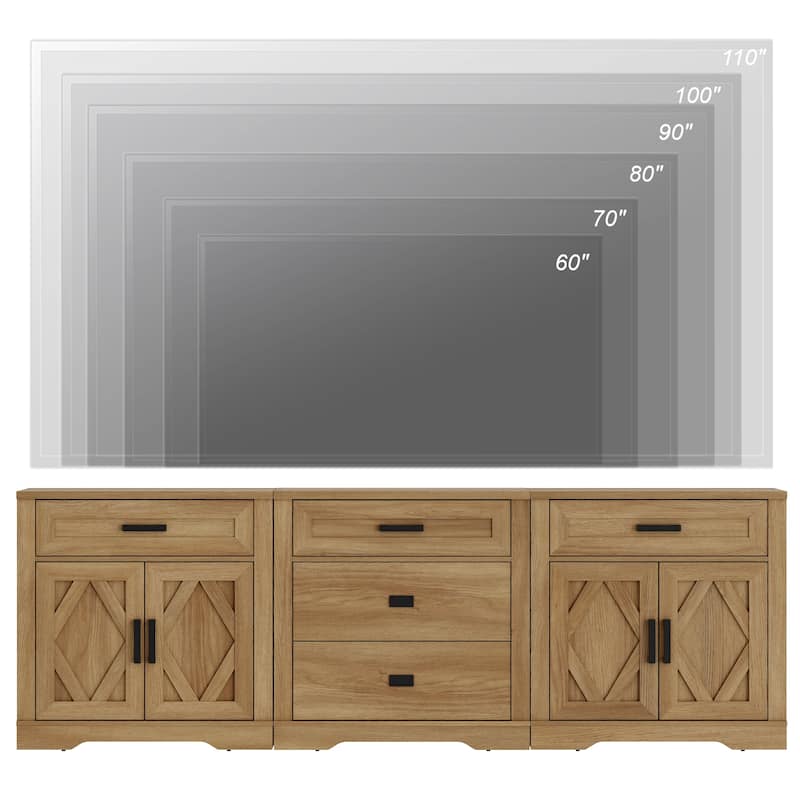 Large TV Stand,3/4-in-1 Farmhouse TV Console Table with Storage Barn Door Cabinet