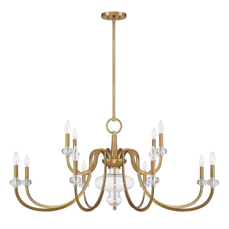 Warm Brass 12 Light Chandelier from the Bergdorf Collection - Warm Brass