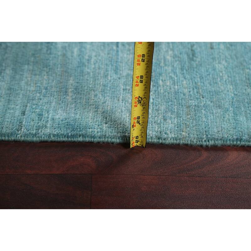 Turquoise Moroccan Vegetable Dye Oriental Wool Area Rug Hand-knotted - 6'4" x 9'8"