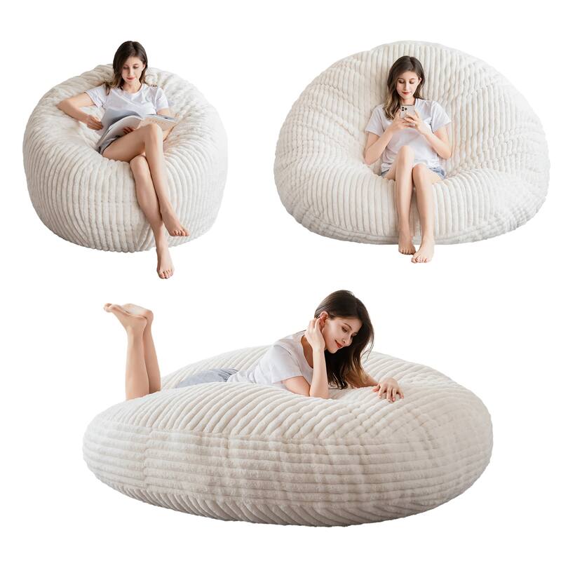 3 in 1 Convertible Bean Bag Chair - Beige - Large