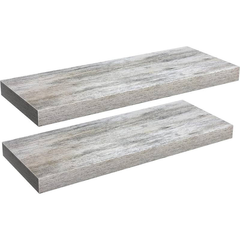 Sorbus Set of 2 Wall Mounted Nightstand Floating Shelves, Nautical/Coastal Styles with Distressed Finish
