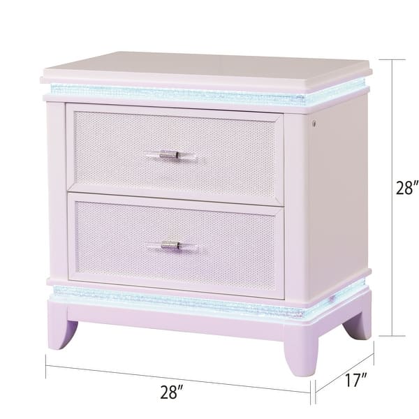 dimension image slide 4 of 6, Opium Modern Style 4PC/5PC Bedroom Set with Crystal Accents and Ambient LED Glow