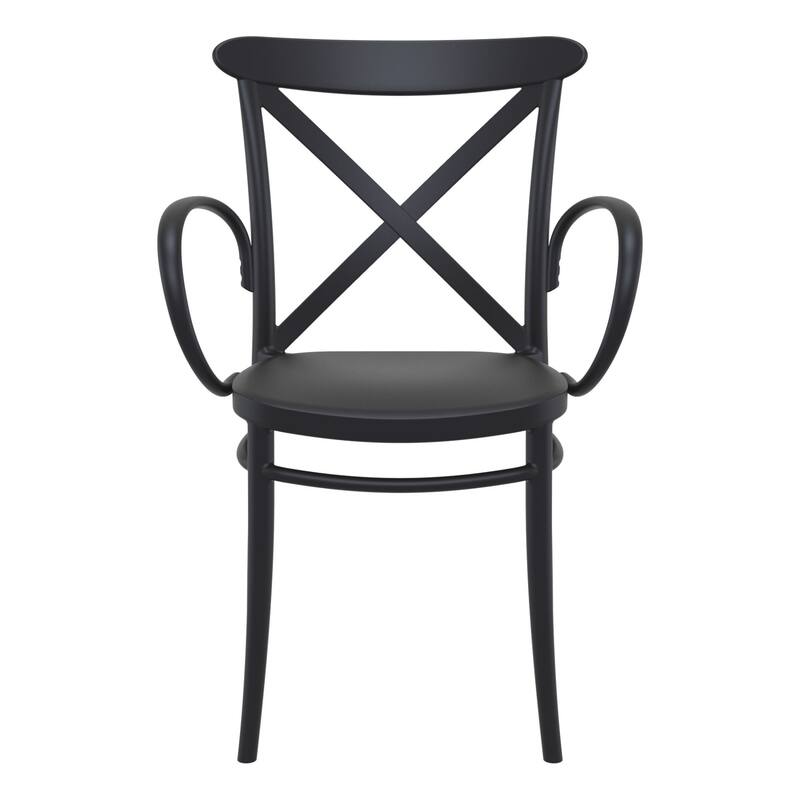 34.25" Black Cross Stackable Patio XL Dining Armchair