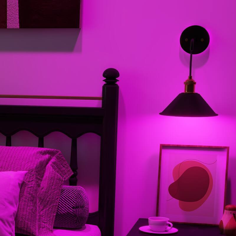 2 Pack Modern 1-Light Vintage Black 13 RGB Swing Arm Wall Sconce