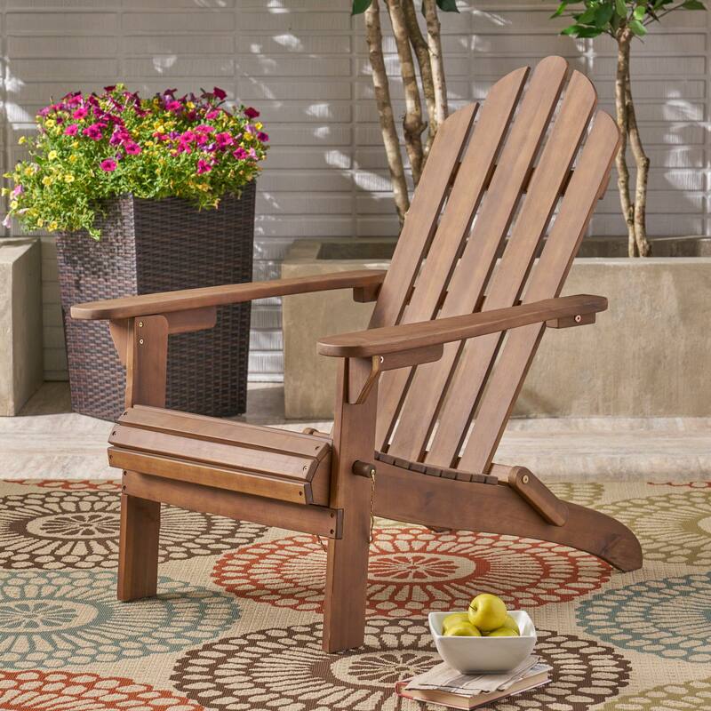 Roomfitters Outdoor Adirondack Chair with Contoured Seat and Wide Armrests, Natural