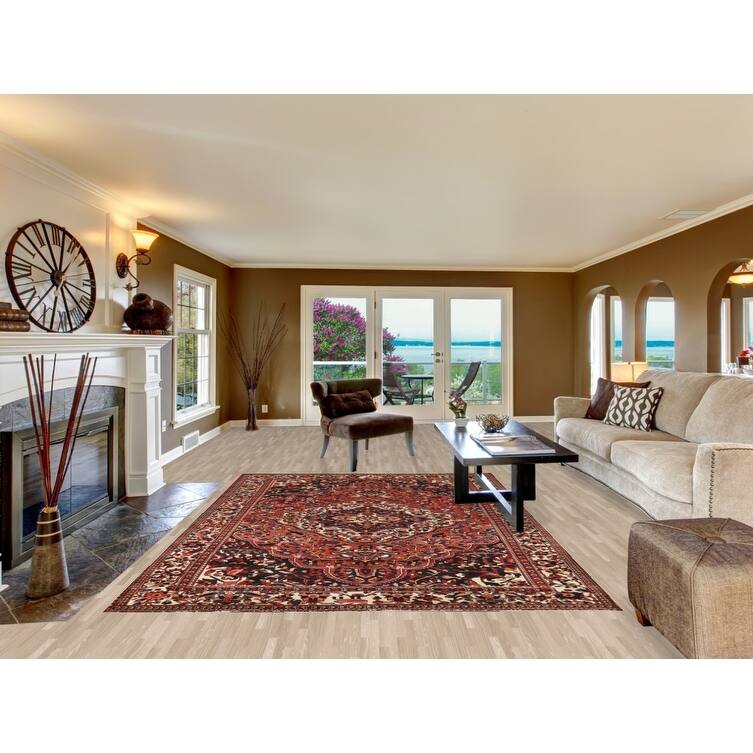 Hand Knotted Oriental 100% Wool Carpet Traditional Floral Oranges & Rust Bakhtiari Area Rug - 10' 1'' X 7' 0''