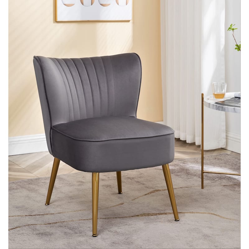 Us Pride Furniture Sauter 23.2" Wide Mid-Century Modern Microfiber Accent Chair - Grey