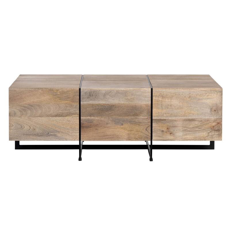 Brennon Mango Wood and Iron Cocktail Table, Natural